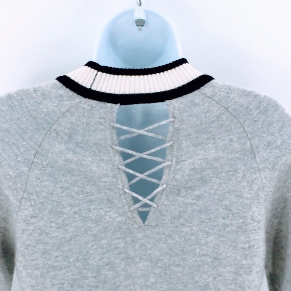 Minnie Rose Cashmere Sweater Gray Crewneck Rear Cut Out Cropped 3/4 Sleeve Sz XS - Picture 7 of 12